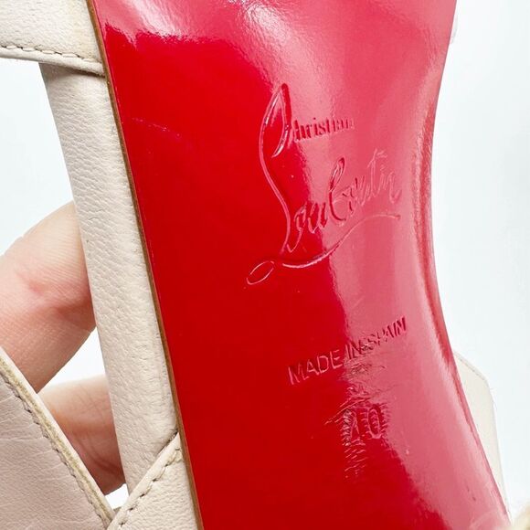 CHRISTIAN LOUBOUTIN Super Mariza Platform Espadrille Block Heels Size 40 Beige - Picture 12 of 15